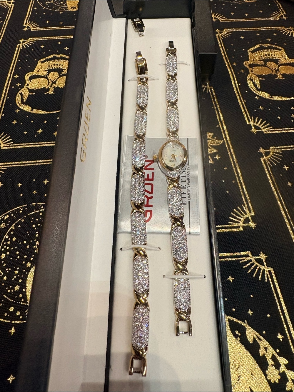 Gruen Women’s Gold-Tone Crystal Bracelet Watch - Gold